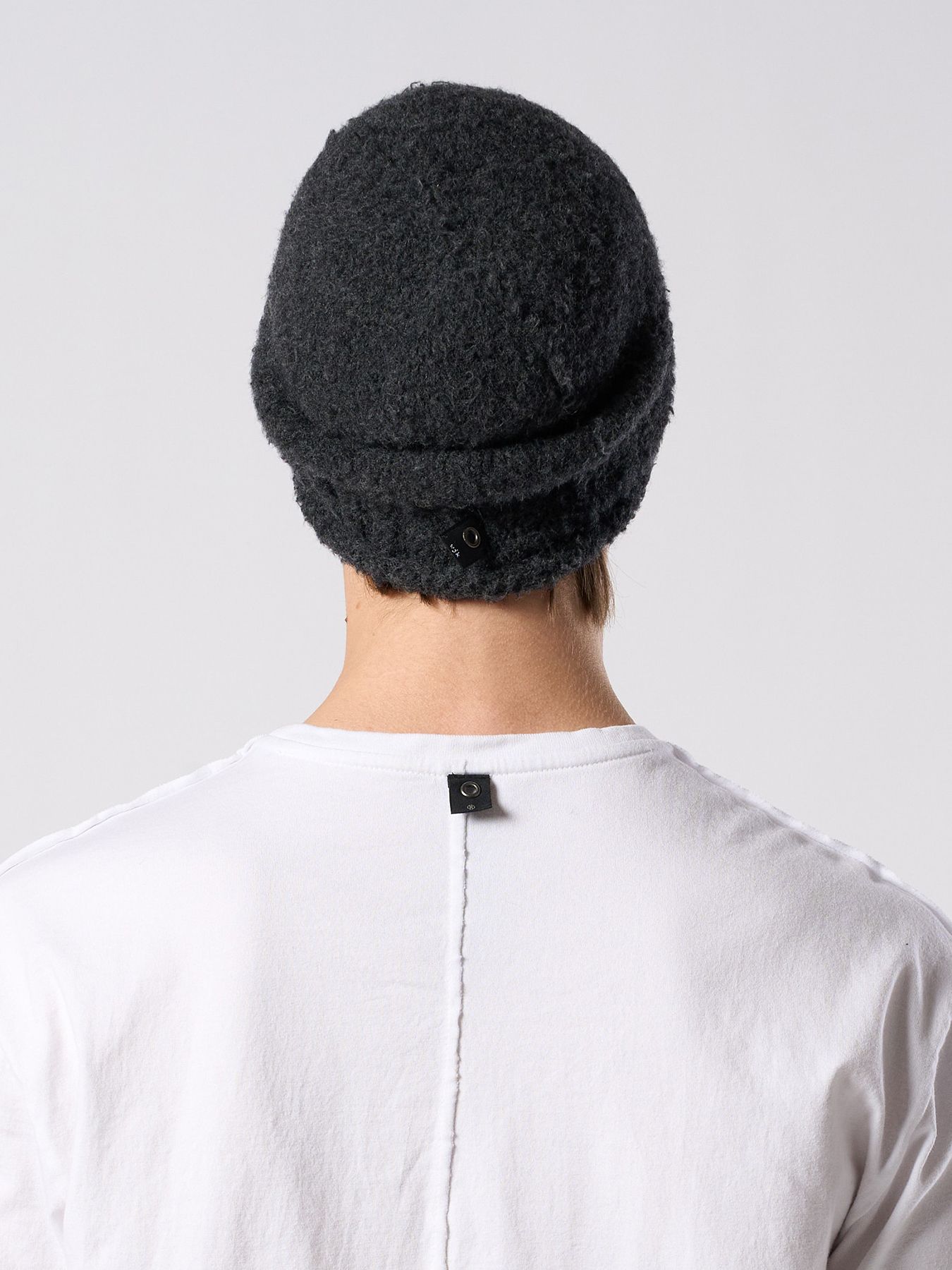 【予約品 4月19日(日) 18時締切】fancy yarn roll beanie / バルーン型ニットキャップ / チャコール