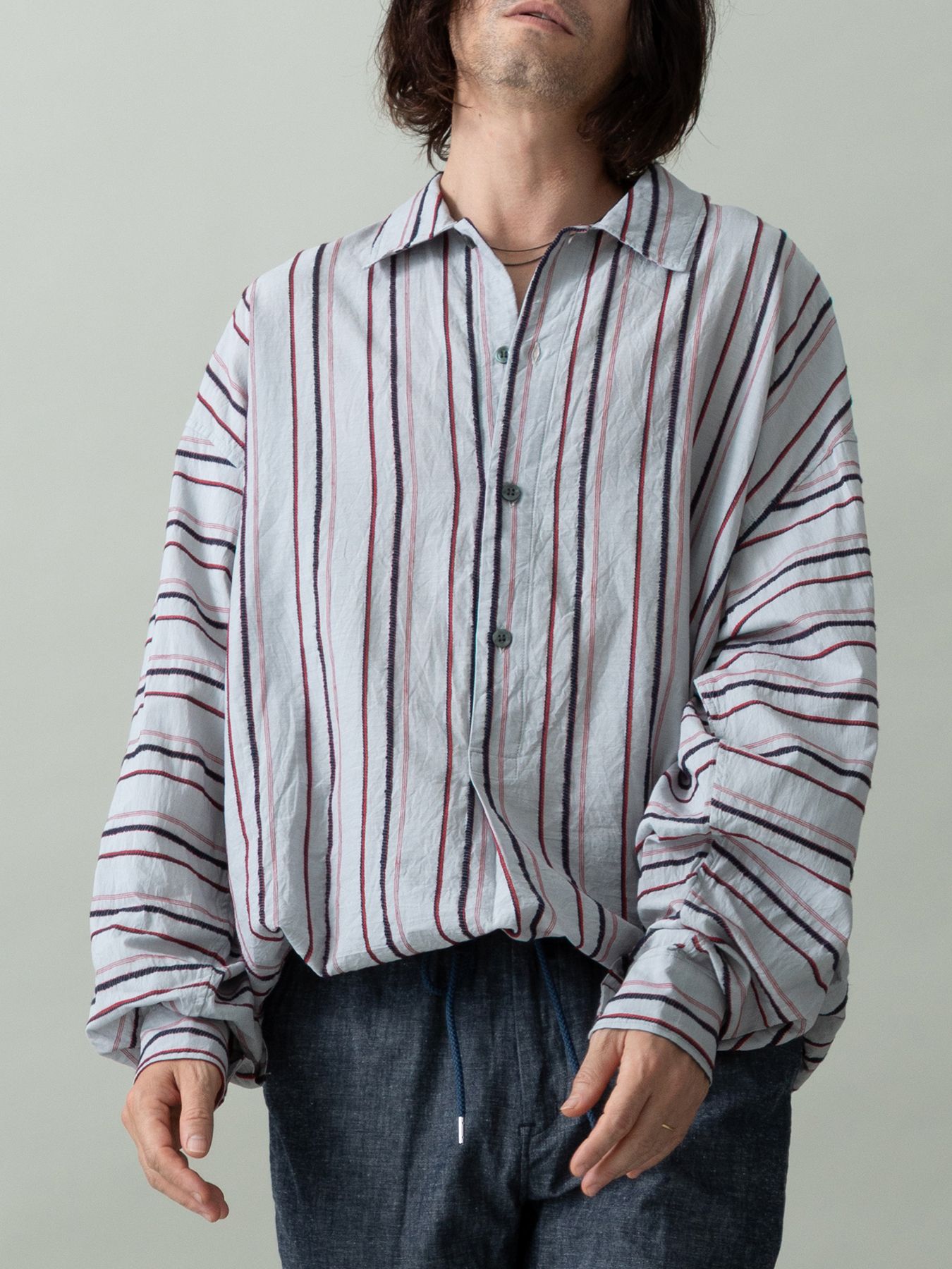 【予約品 2月1日(日) 締切】BORDERPULLOVER / オーバーサイズ プルオーバーシャツ / グレー