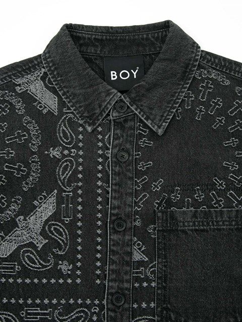 BANDANA DENIM SHIRT / シャツ / ブラック 【BOY LONDON】