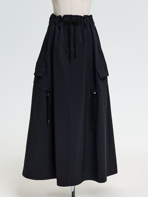 【予約品 10月26日(日) 締切】Recycle Nylon Cargo Skirt / リサイクルナイロン カーゴスカート / ブラック