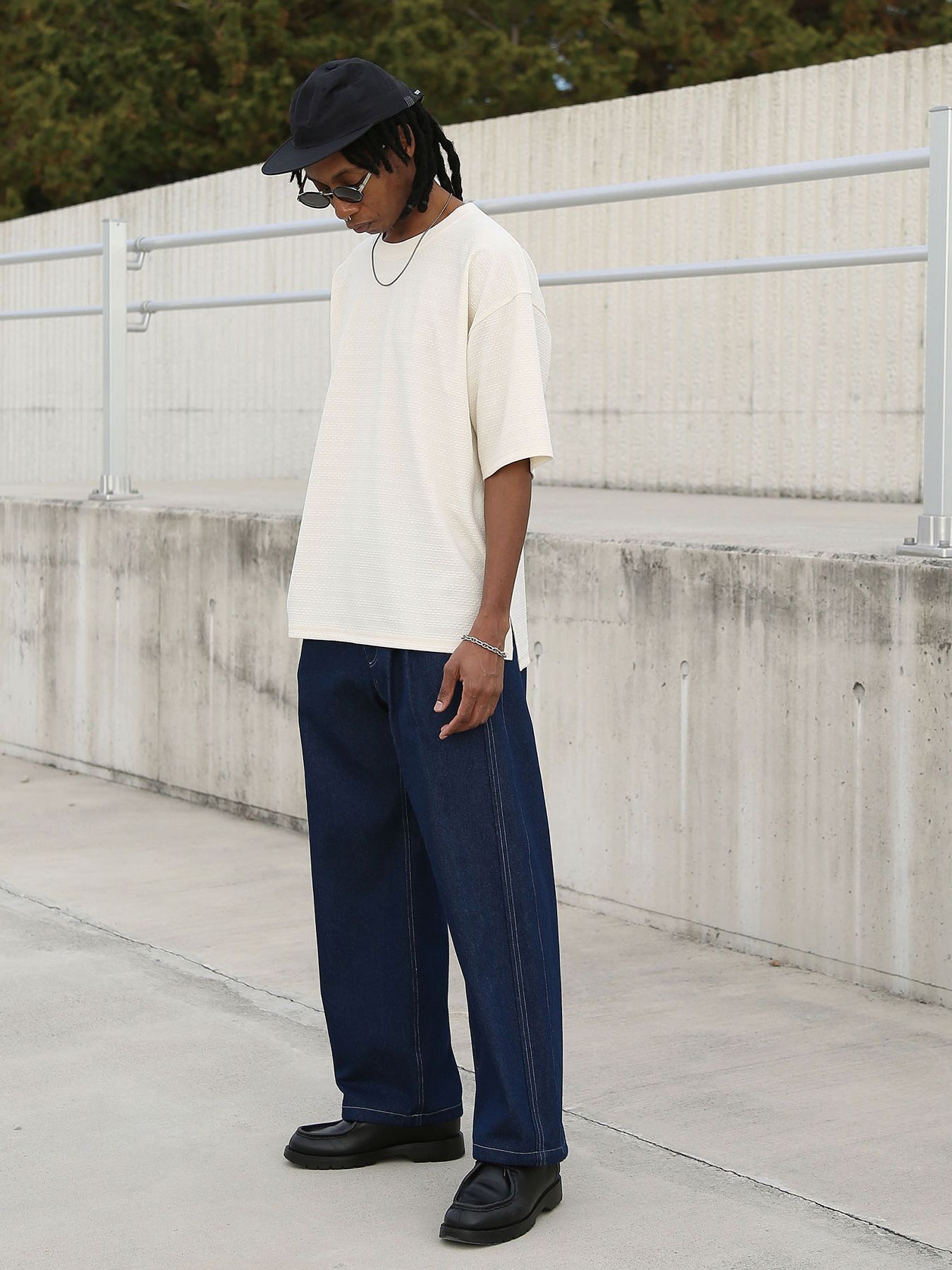 DENIM-MESH PANTS / インディゴ【QUOLT】