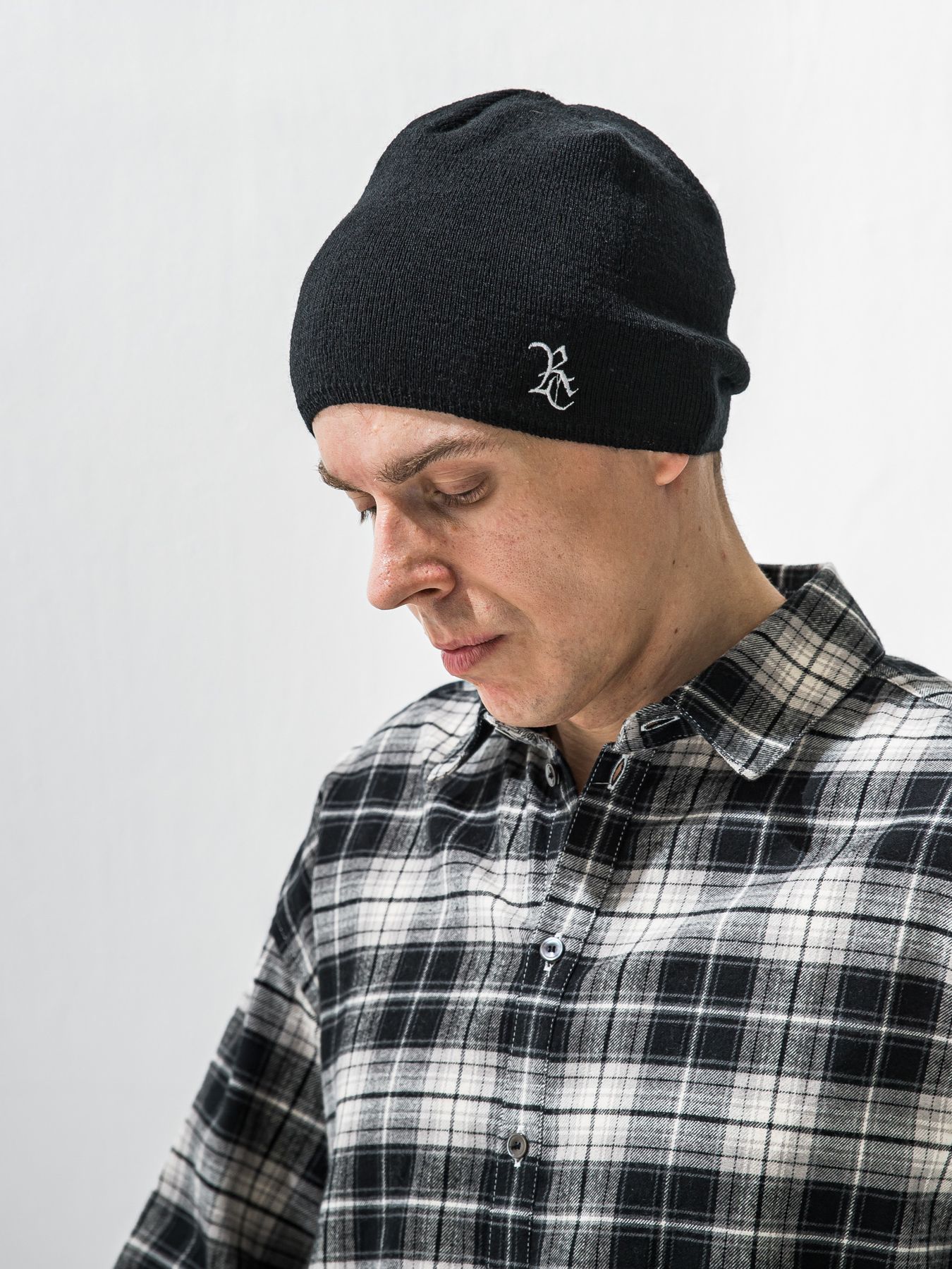 【予約品 9月6日(日) 締切】WOOL KNIT CAP / ウール ニットキャップ / ブラック×RC刺繍