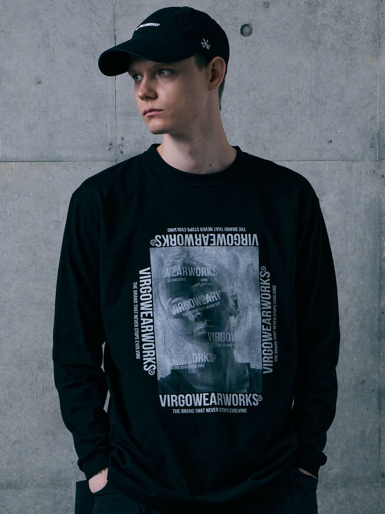 AFTER IMAGE LST / プリント ロングスリーブTシャツ / BLACK