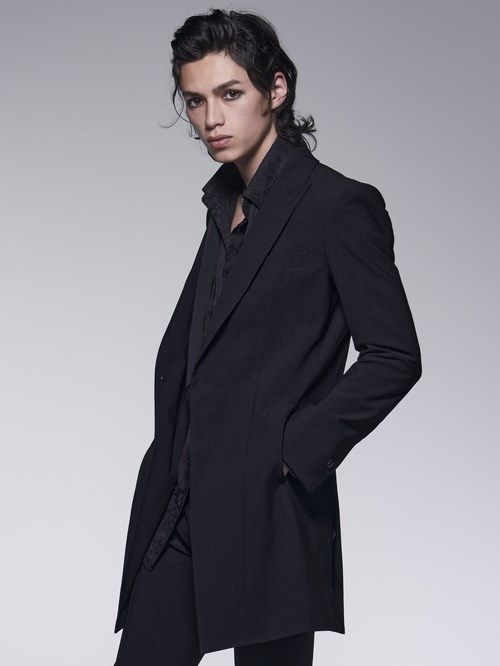 《予約品》 LongJacket / 背中スワロフスキー装飾ロングジャケット / ブラック 【kiryuyrik】 9月以降入荷予定