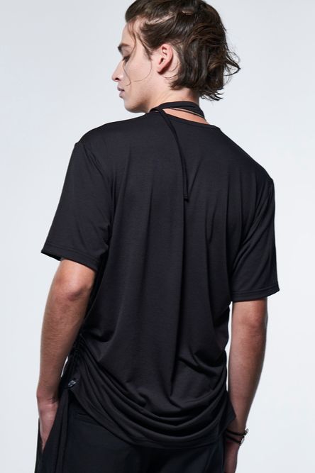 《予約品》 PipingSlitT-Shirt / ブラック 【kiryuyrik】 2023年4月以降入荷予定