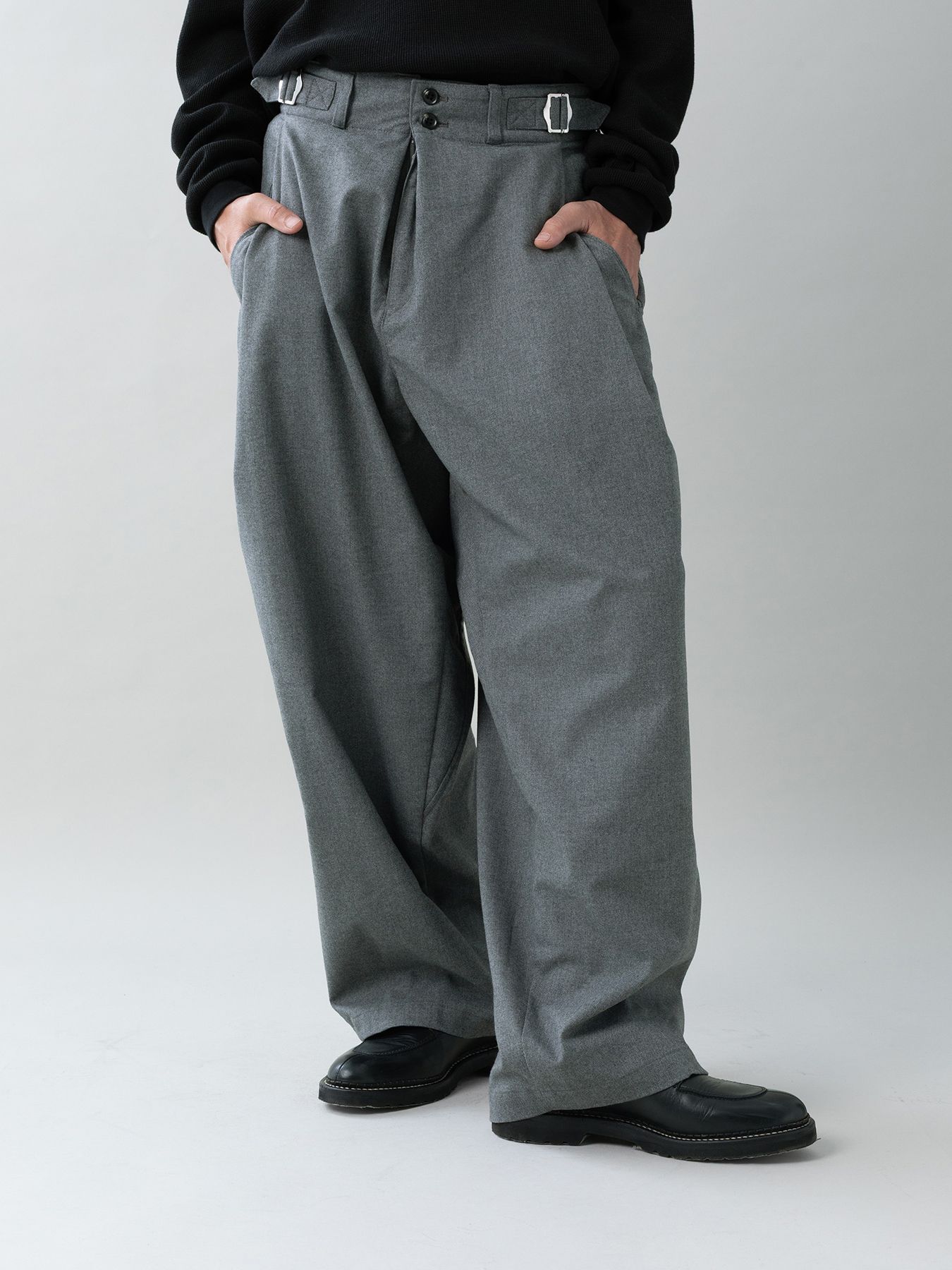 【予約品 5月27日(水) 締切】OVERTROUSERS / ワイドパンツ / 杢ライトグレー