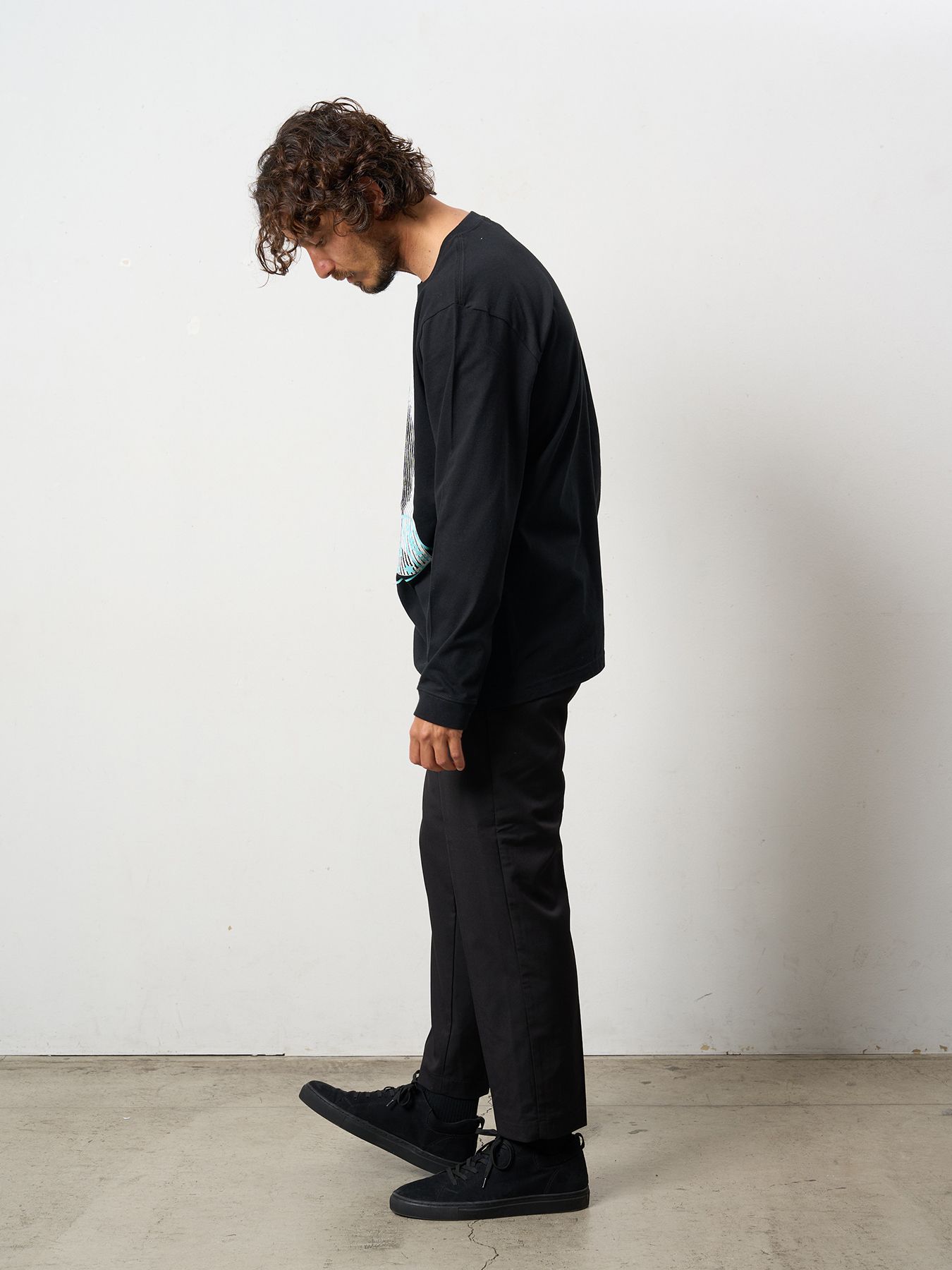 【予約品 5月8日(木) AM10時 締切】 5.6ozコットン天竺 LOST HEARTS シークインLS Tシャツ / ブラック