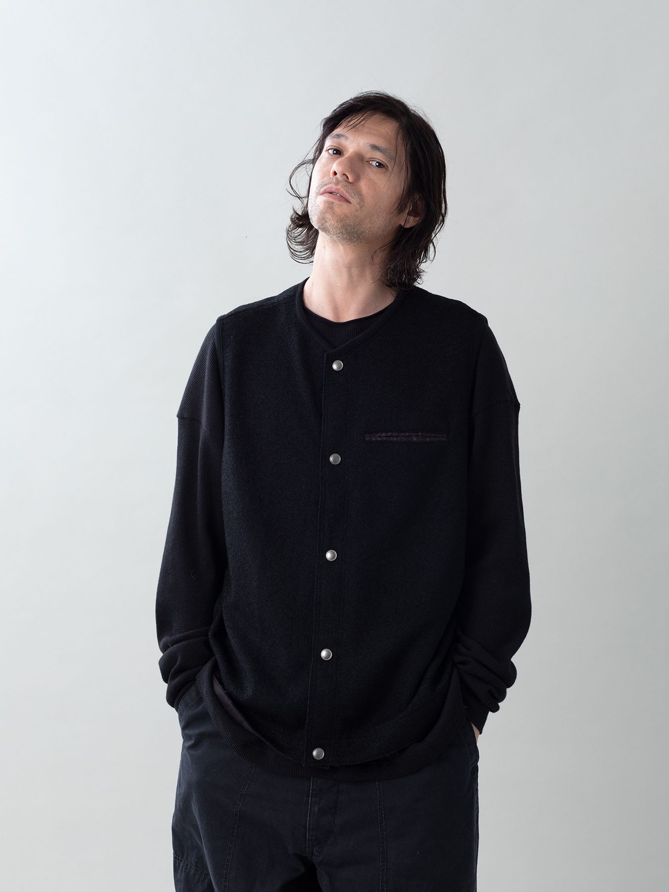 【予約品 5月27日(水) 締切】BOUCLE-VEST / ウール混ブークレー ベスト / ブラック