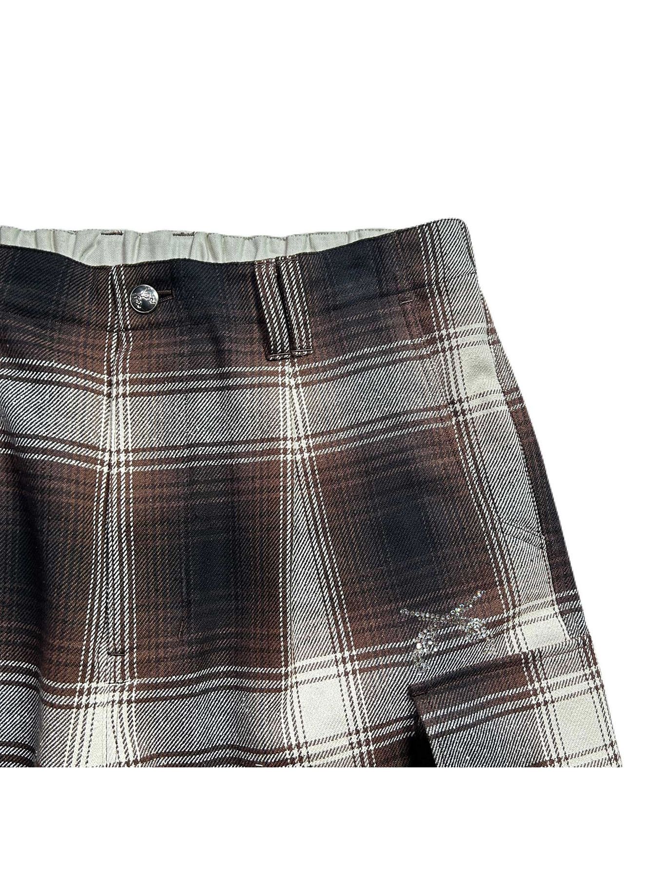 【予約品 8月10日(日) 締切 】SILK CHECK SHORTS A / シルクチェックショーツ / クリスタル ブラウン
