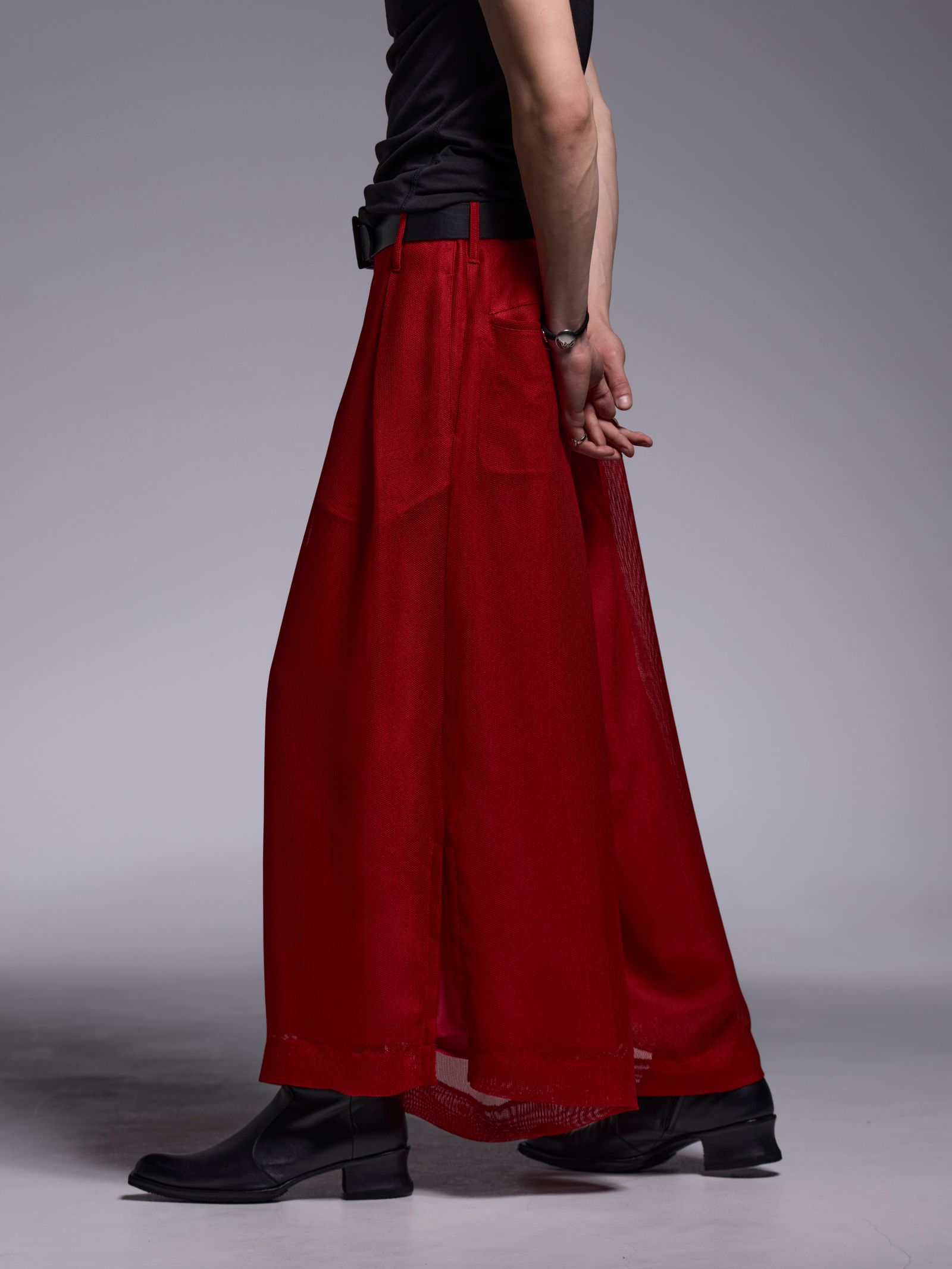 【予約品 1月4日(日) 締切】Wide Tuck Slacks / ワイドタックスラックス / レッド