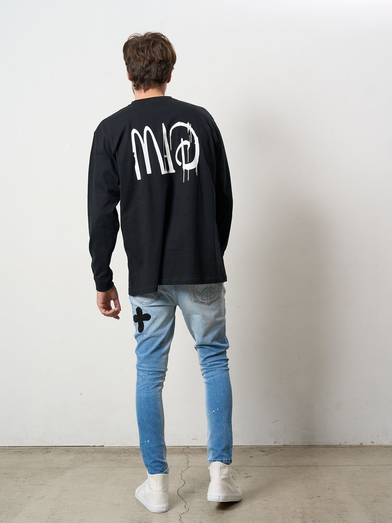 【予約品 5月8日(木) AM10時 締切】 5.6ozコットン天竺 80S QUEEN シークインLS Tシャツ / ブラック