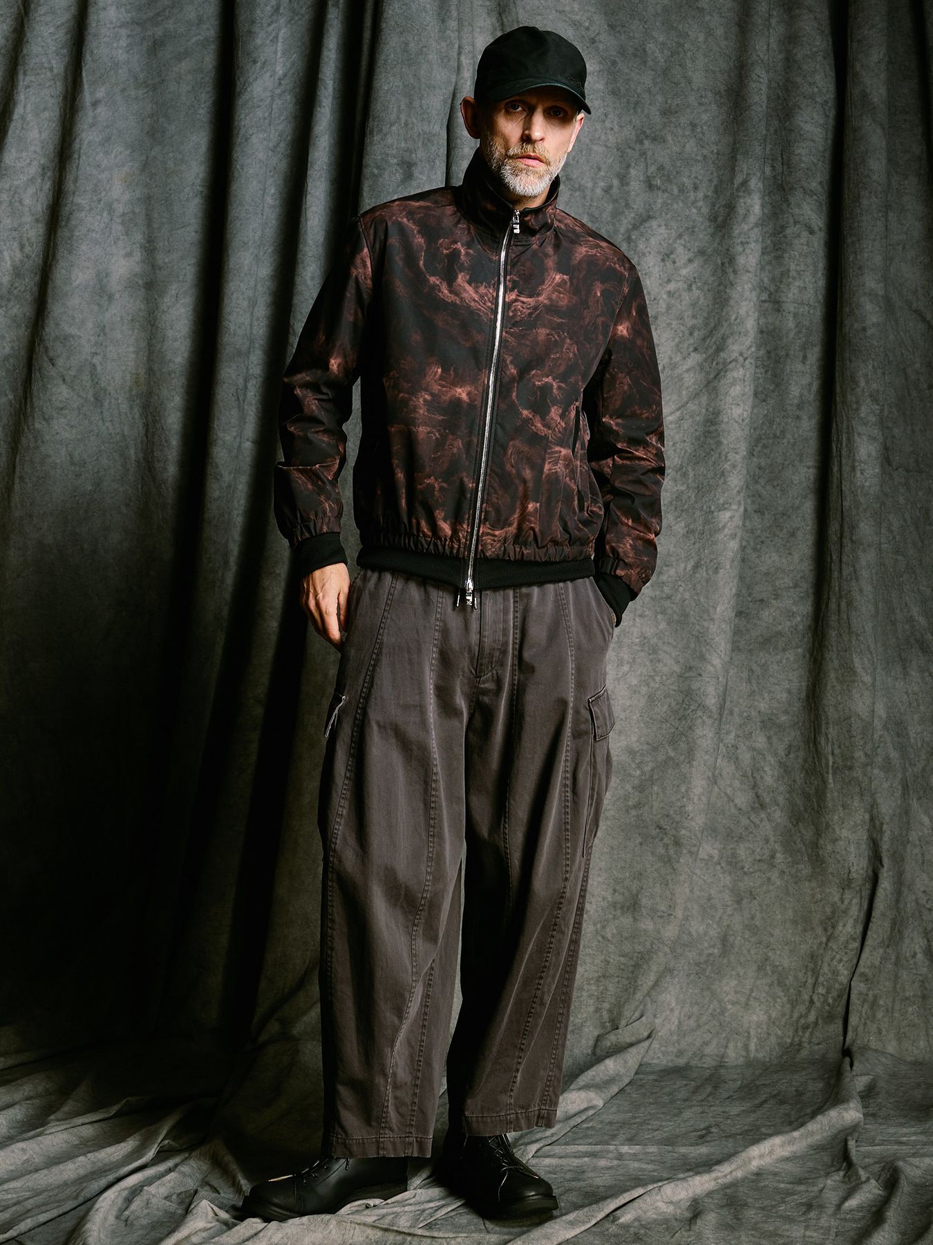 【予約品 4月19日(日) 18時締切】puckering track jacket / パッカリング トラックジャケット / スモークプリント