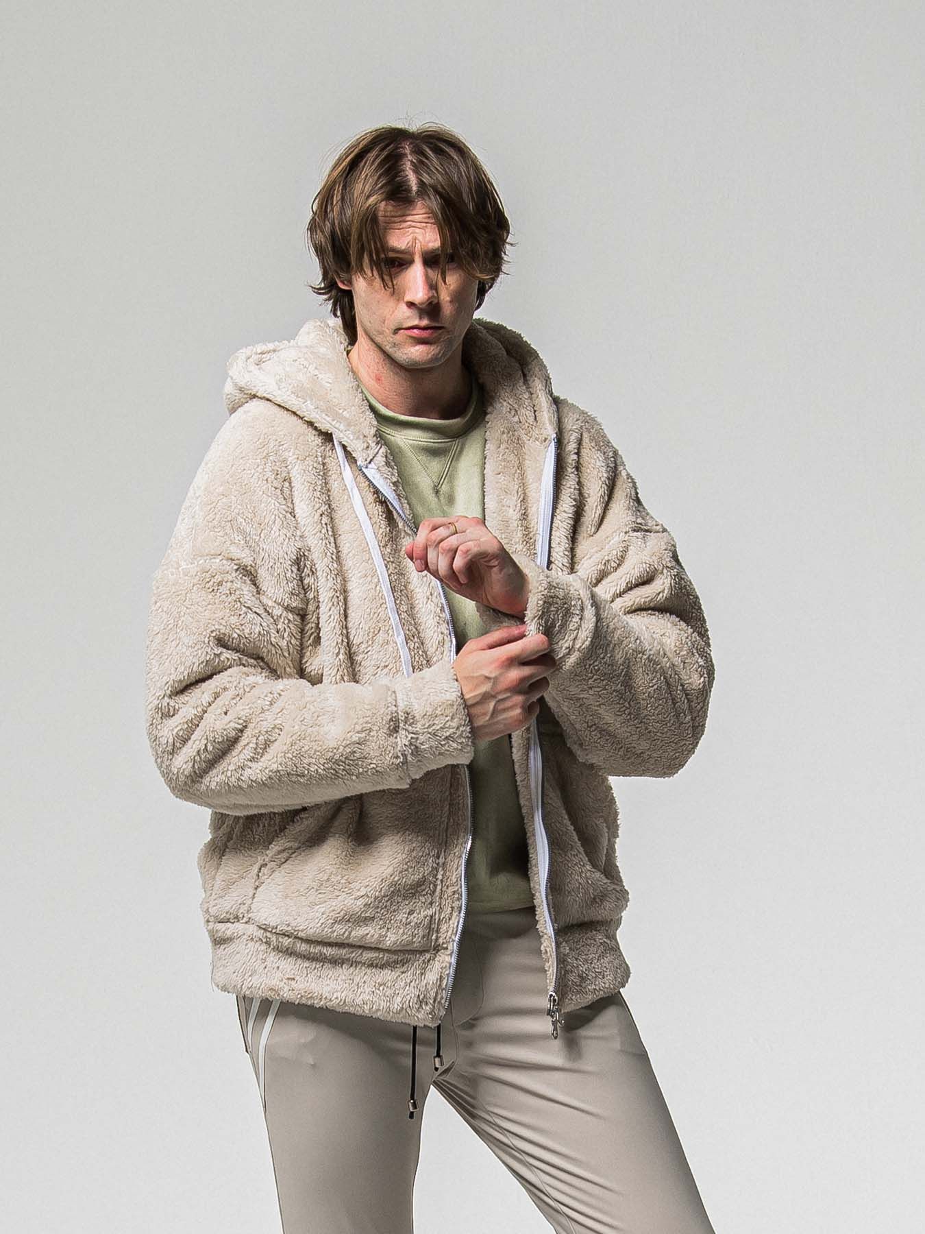 【予約品 】BOA ZIP LOOSE HOODIE / ボア ジップ ルーズフーディ / ブラウン