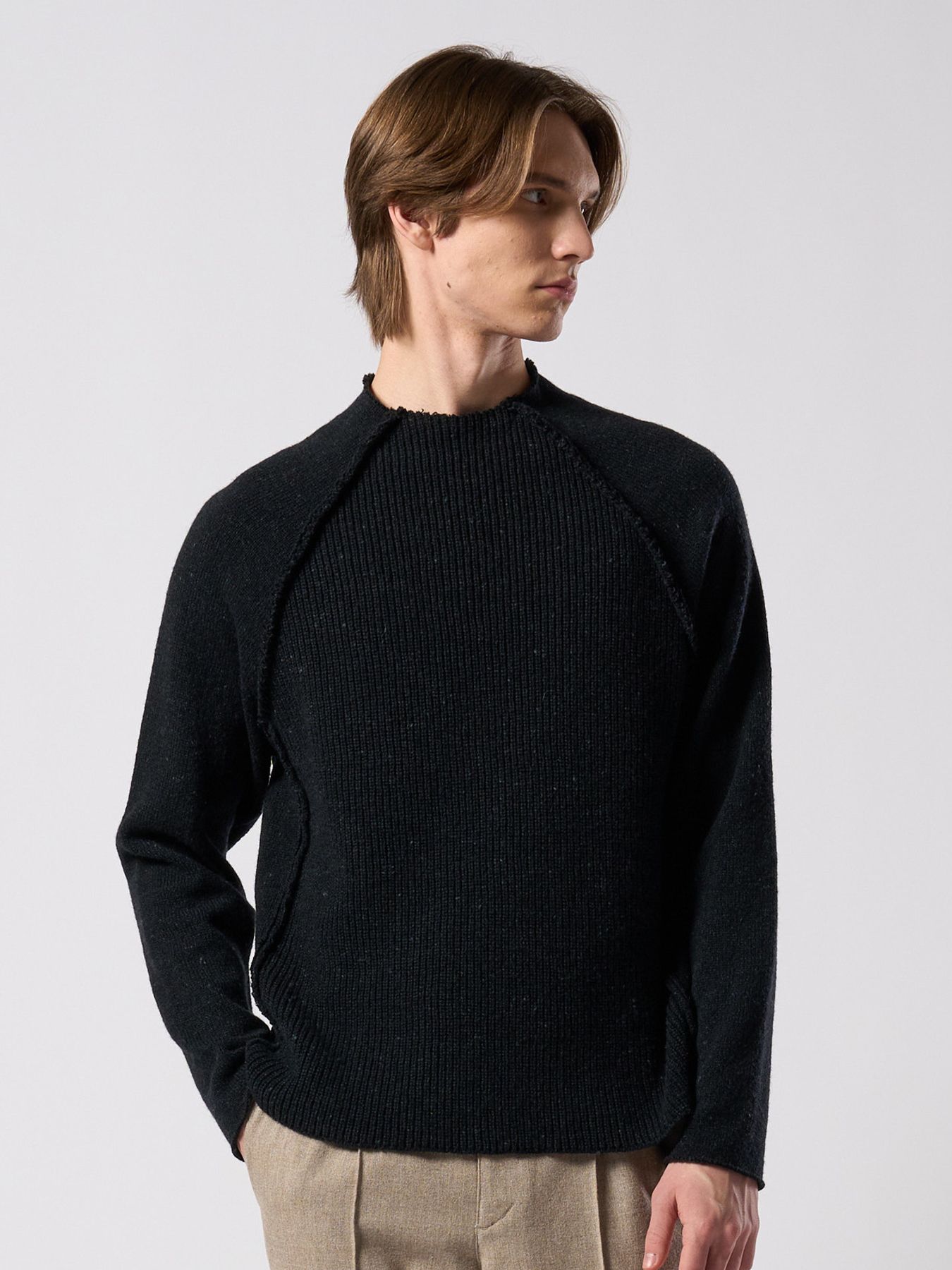 【予約品 4月19日(日) 18時締切】lomond×powder line high-neck knit / ライン ハイネックニット / ブラック