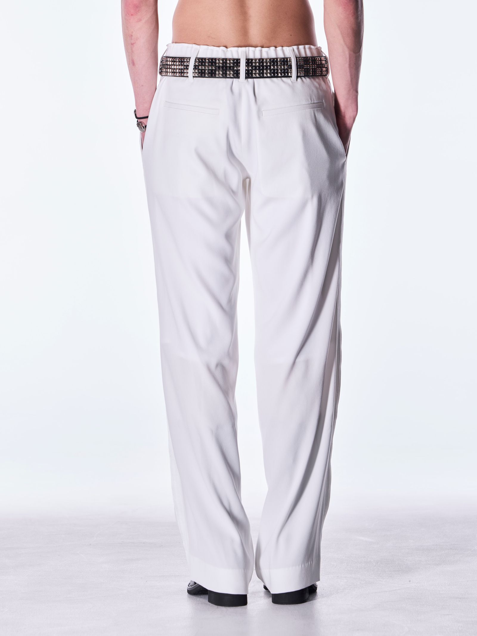 【予約品 6月29日(月) 締切】Back Satin Wide Slacks / ワイドスラックス / ホワイト