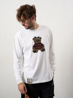 【予約品 10月16日(木) 締切】5.6ozコットン天竺 カートベアシークイン LSシャツ / ホワイト