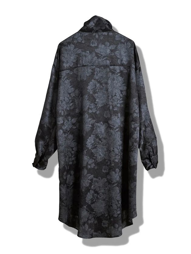 モディファイBIG-シャツ 花柄ストールロングシャツ