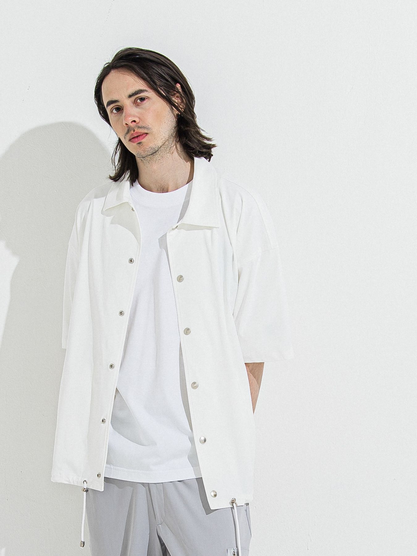 【予約品 】NYLON HALF COACH JACKET / ナイロンハーフコーチジャケット / ホワイト