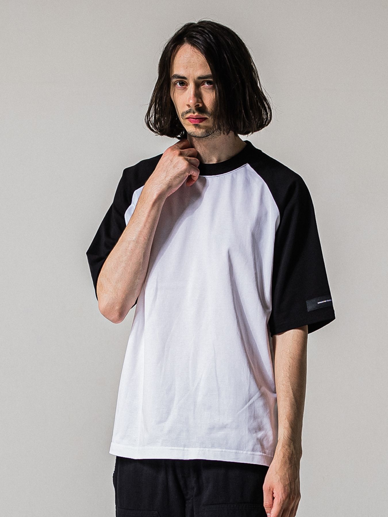 BACK RC RAGLAN OVER TEE / バックロゴ ラグランスリーブ オーバーTシャツ / ホワイト×ブラック