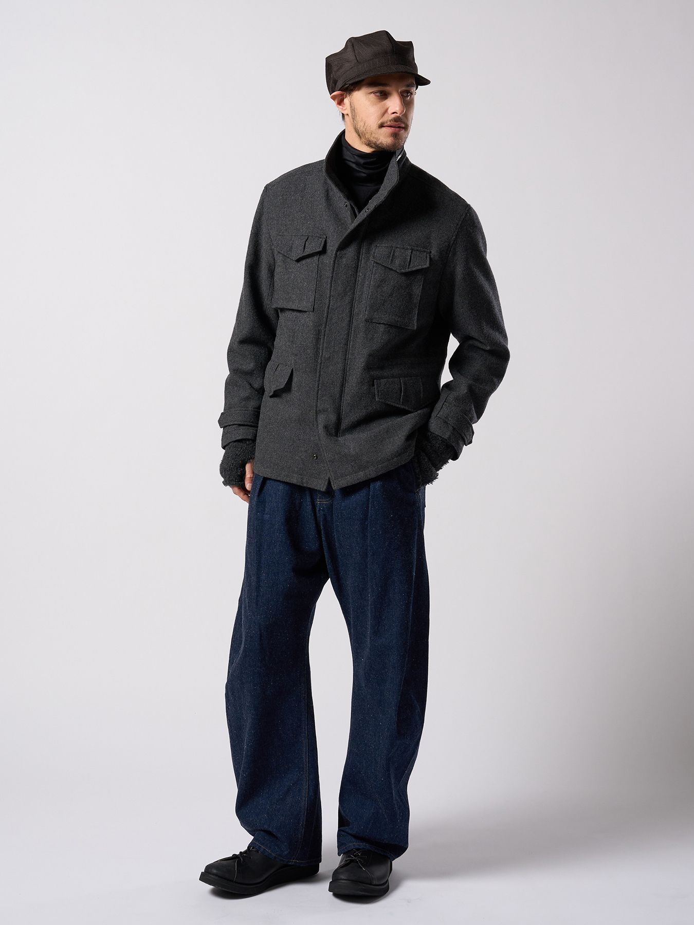 【予約品 4月19日(日) 18時締切】milled wool field jacket / ミルドウール フィールドジャケット / チャコール