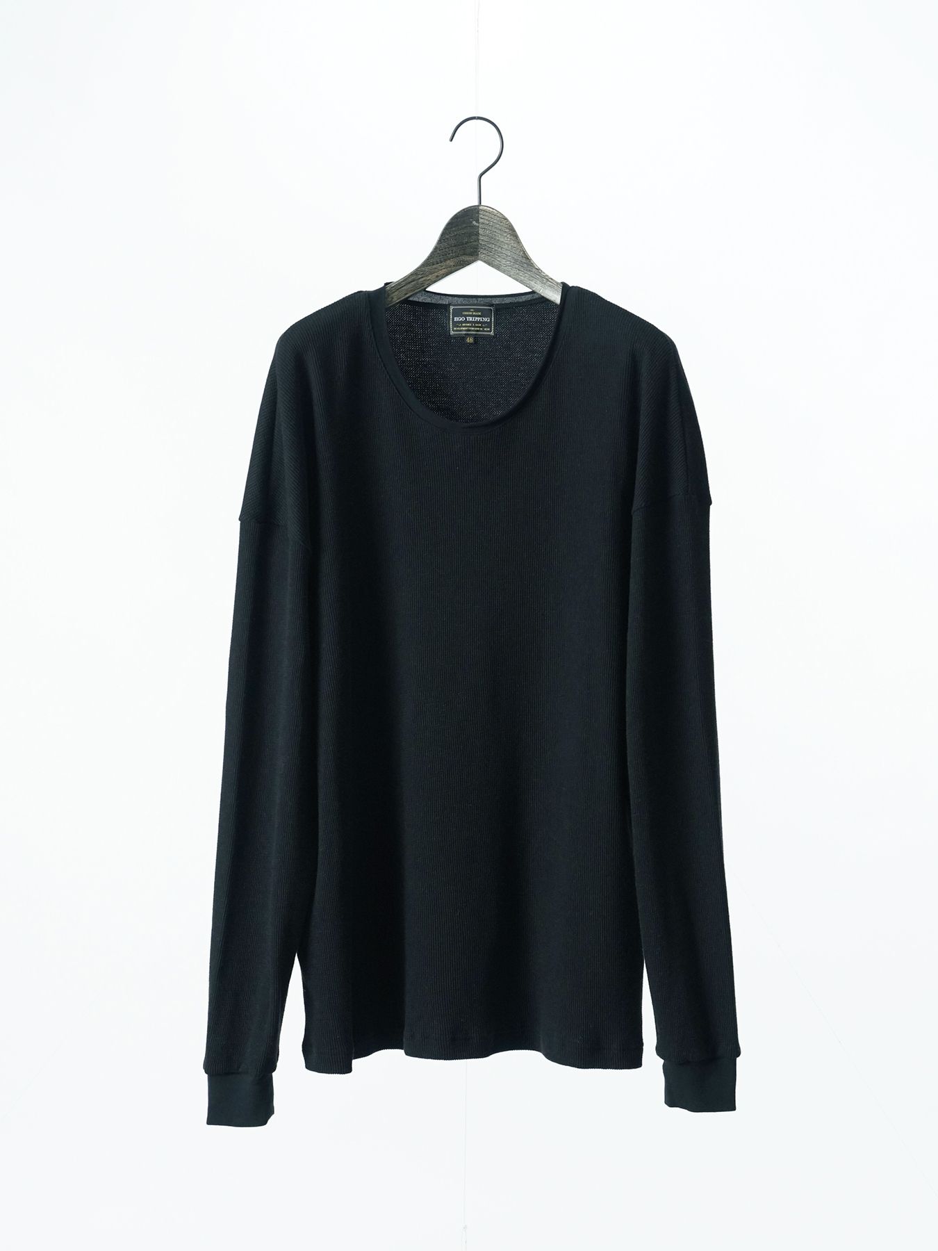 【予約品 5月27日(水) 締切】WOOLTHERMAL-TEE print / ロゴプリント ローリングネックTシャツ / チャコール