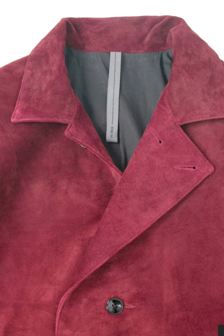 ROY スエード ホースハイド バイカー ロングコート / BURGUNDY 【STRUM】