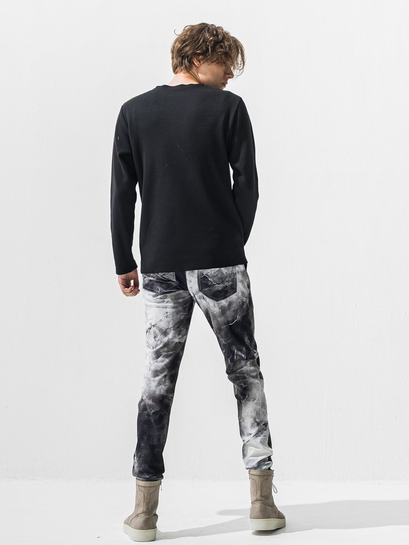 【予約品 9月6日(日) 締切】VELOURS FLEECE NEO THERMAL / 裏起毛 ハニカムサーマル ロングスリーブTシャツ / ブラック
