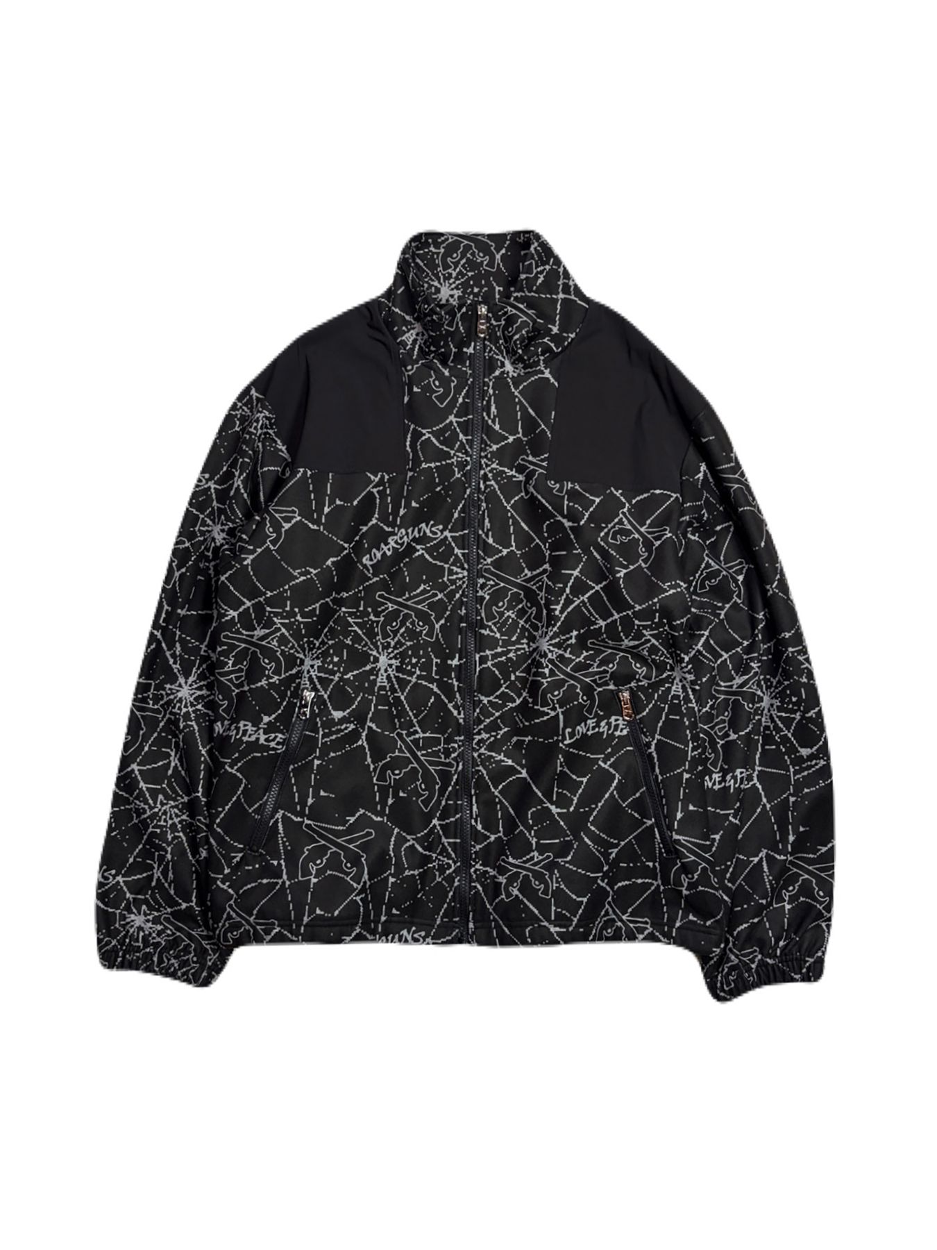 【予約品 3月9日(月) 18:00 締切】SPIDER PRINT JKT / スパイダープリント フリース ジャケット / ブラック×グレー
