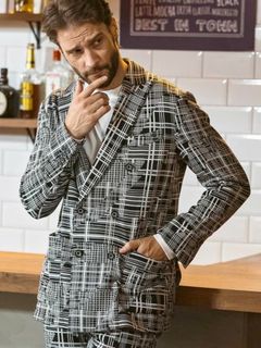 ジオメトリックダブルジャケット / ブラック