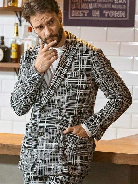 ジオメトリックダブルジャケット / ブラック