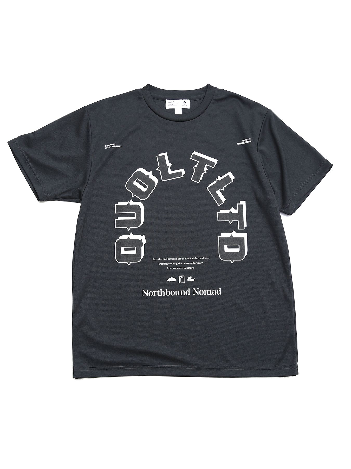 DRY TEE / ロゴプリント ドライメッシュTシャツ / ブラック【QUOLT】