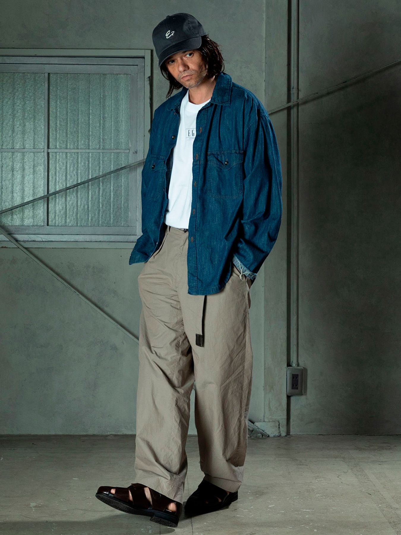 【予約品 11月9日(月) 締切】MILITARYSHIRT Denim / デニムミリタリーシャツ / インディゴ×金茶ステッチ