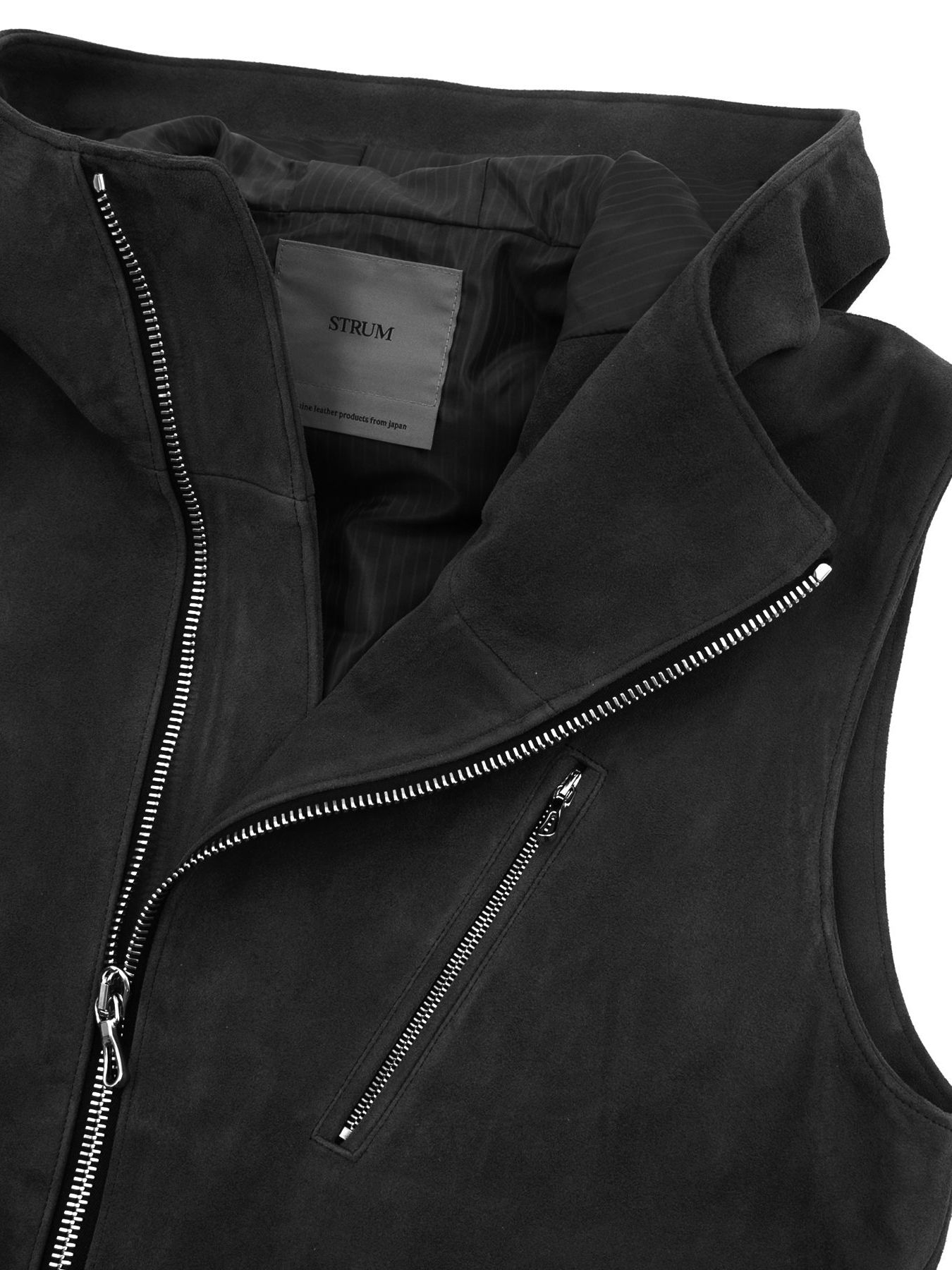 Suede Sheepskin HoodieH Vest / シープ スエード フーディーベスト / SHARON（シャロン） / ブラック