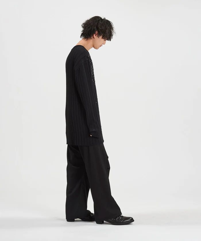 スタッズニットプルオーバー BLACK【NO ID.】