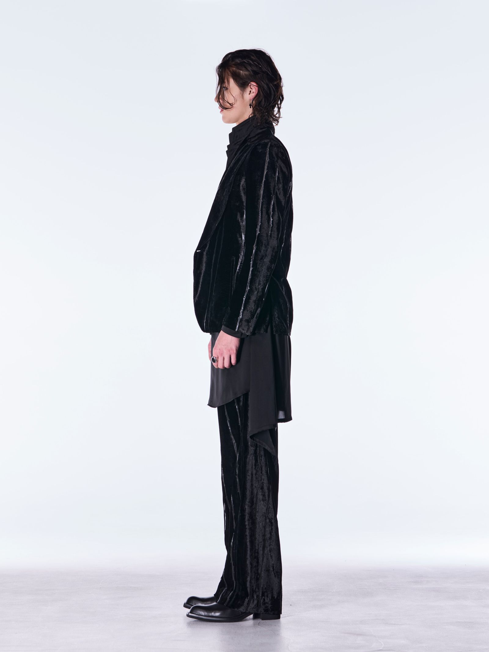 【予約品 6月29日(月) 締切】TOGE Velvet Wide Slacks / ベルベット ワイドスラックス / ブラック