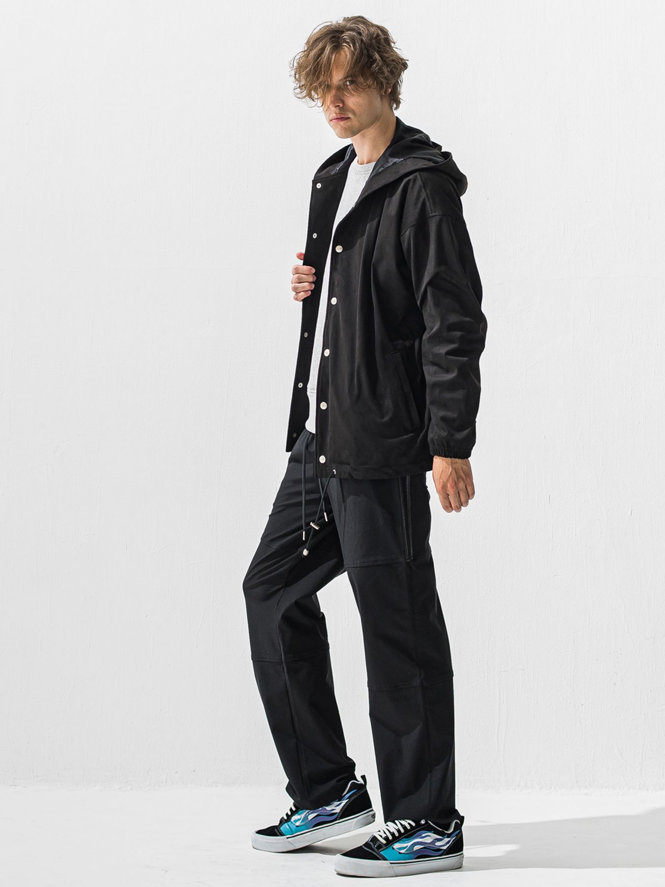 【予約品 9月6日(日) 締切】PIN ST RC VELOURS FLEECE DROP TRAINER / ピンストライプロゴ 裏起毛 ルーズトレーナー / グレー