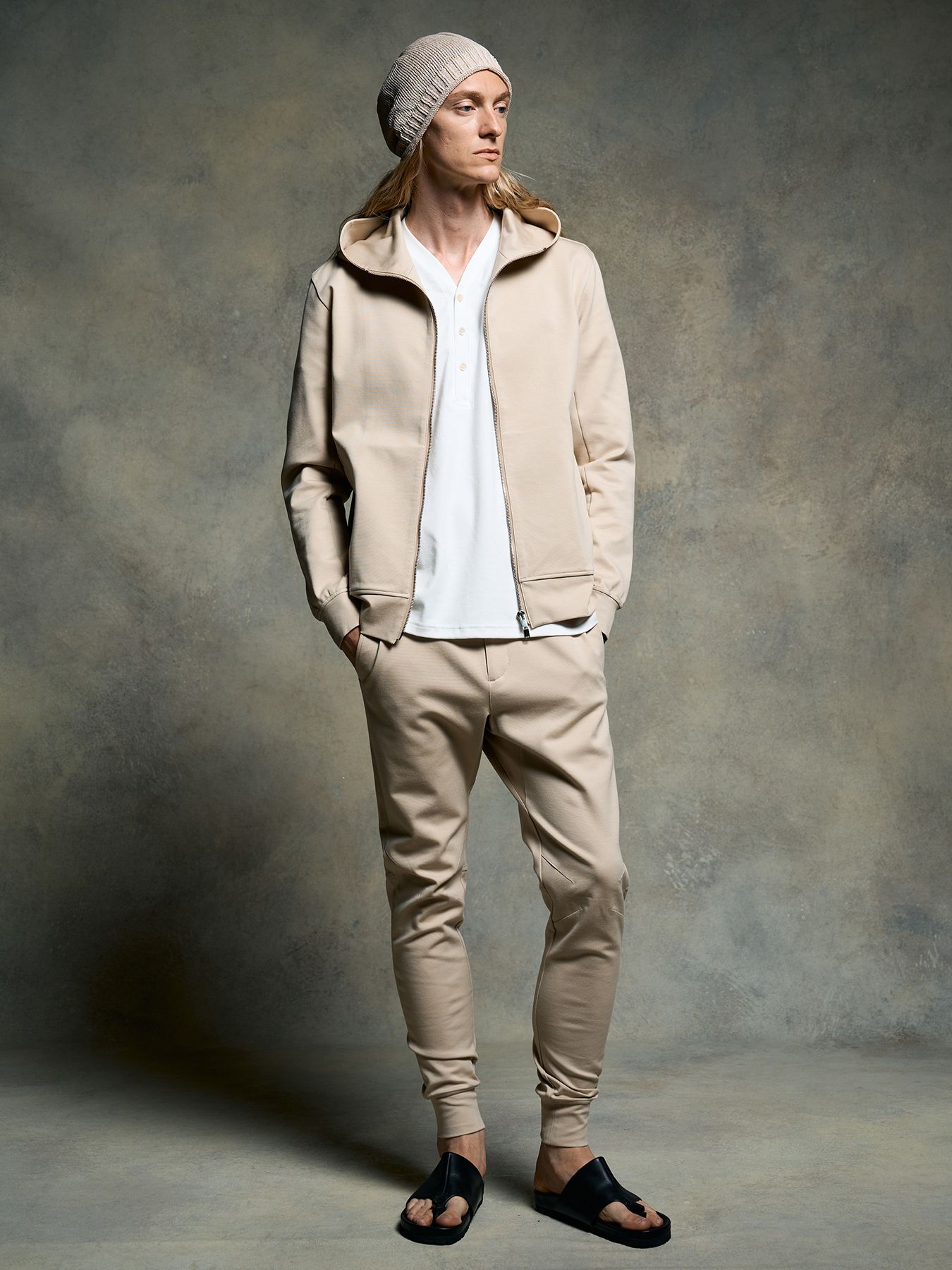 【予約品 9月23日(火) 締切】basic rib sweat pants / ベーシック リブスウェットパンツ / ライトベージュ