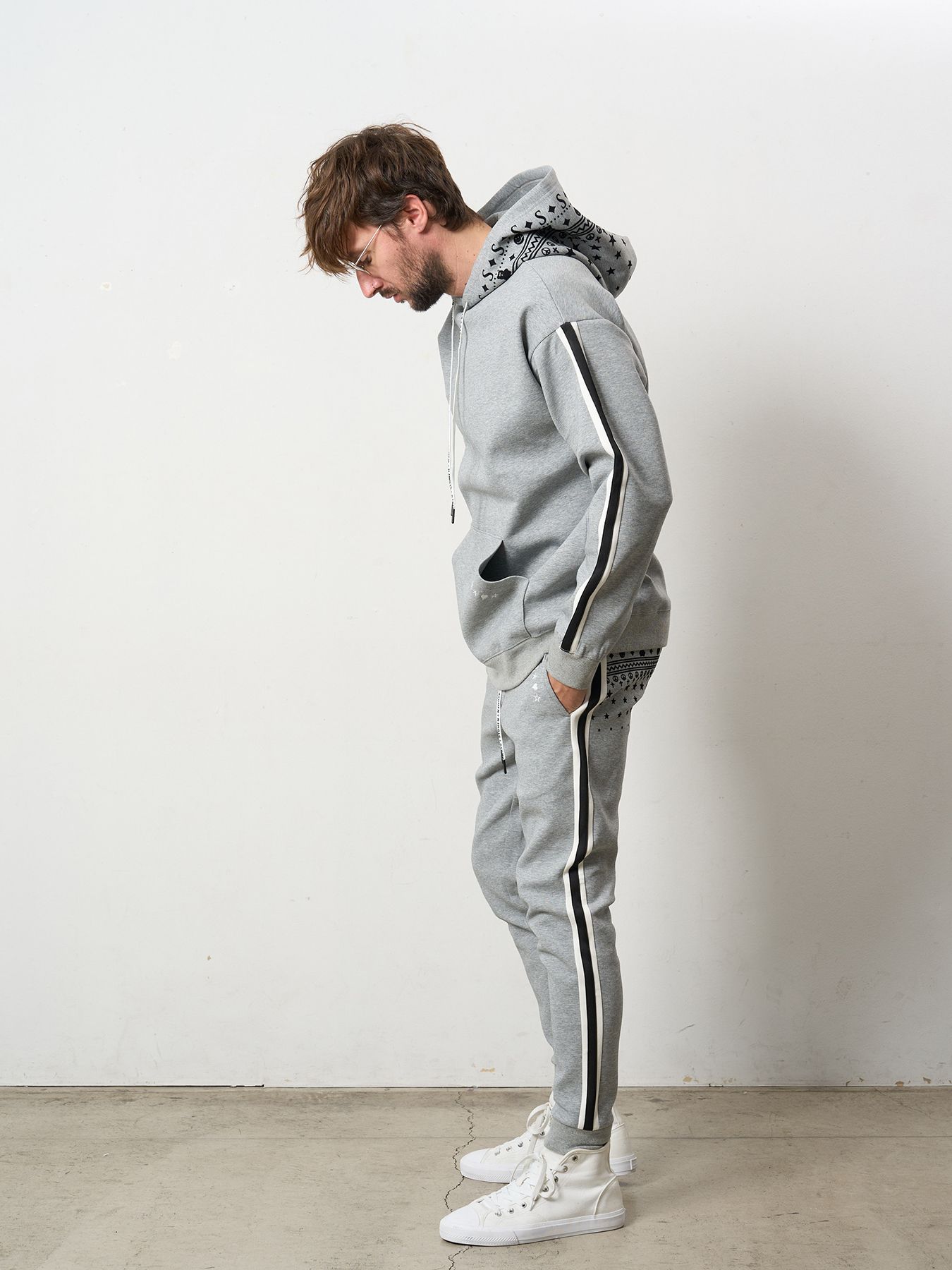 【予約品 5月8日(木) AM10時 締切】 T-Rストレッチポンチ スターノルディックフロッキー ラインリブパンツ / M.グレー
