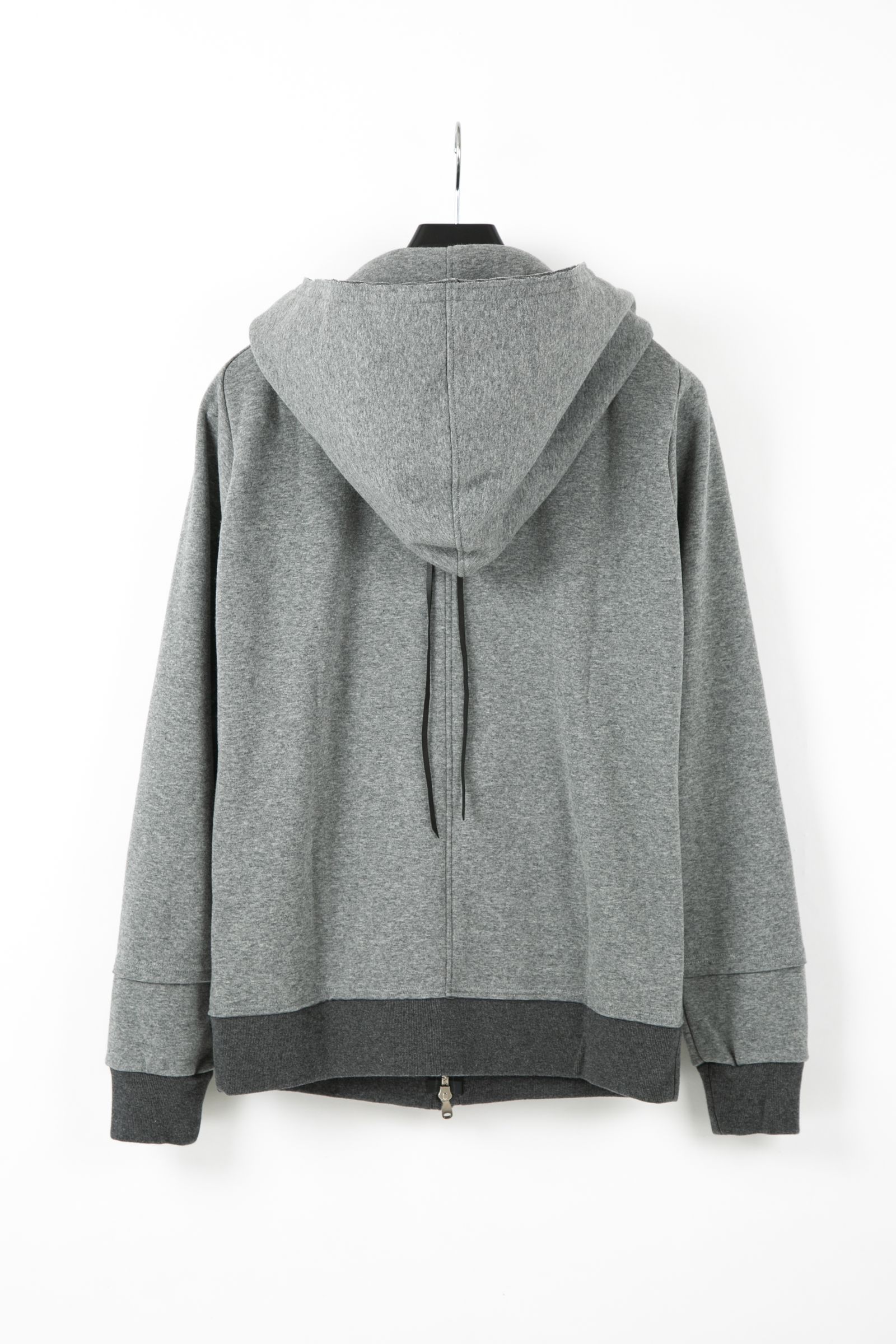 《予約品》トレッチコットンポリ ベロア加工ニット ジップアップフーディー / GRAY 【STRUM】 9月入荷予定