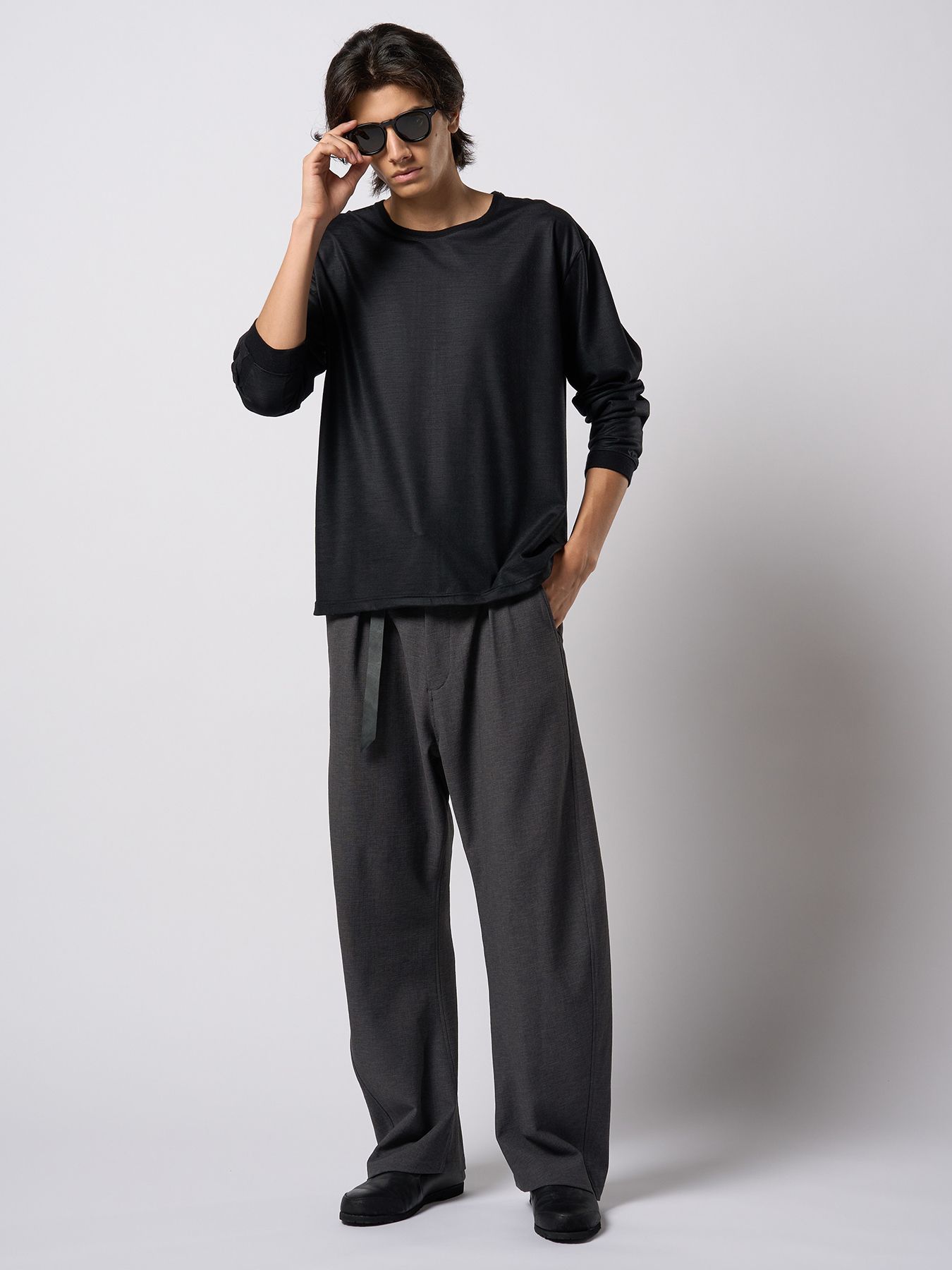 【予約品 9月23日(火) 締切】ex.comfy wool L/S / エクスコンフィーウール ロングスリーブ / ブラック