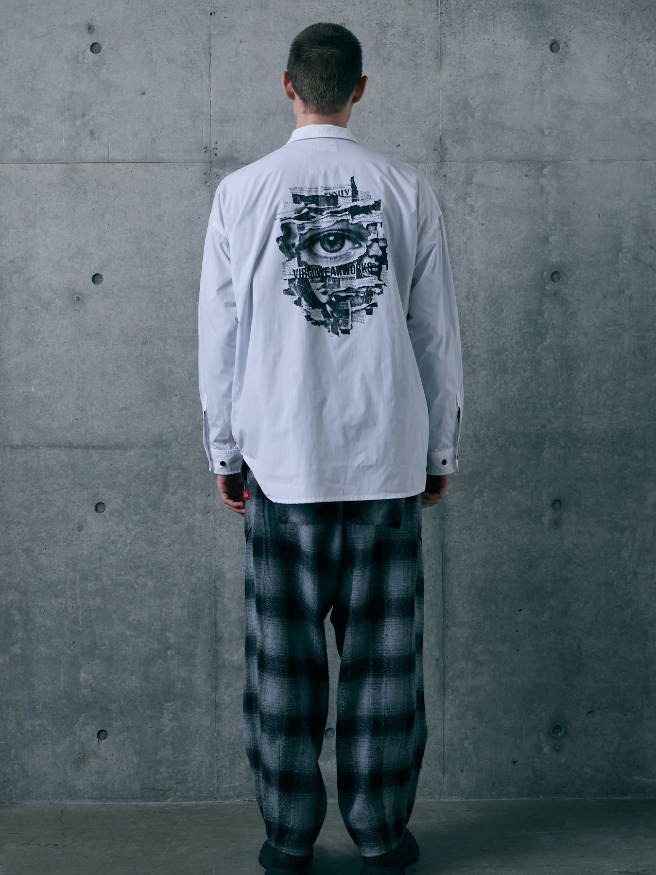 COLLISION SHIRT / プリント ワイドシルエットシャツ / WHITE