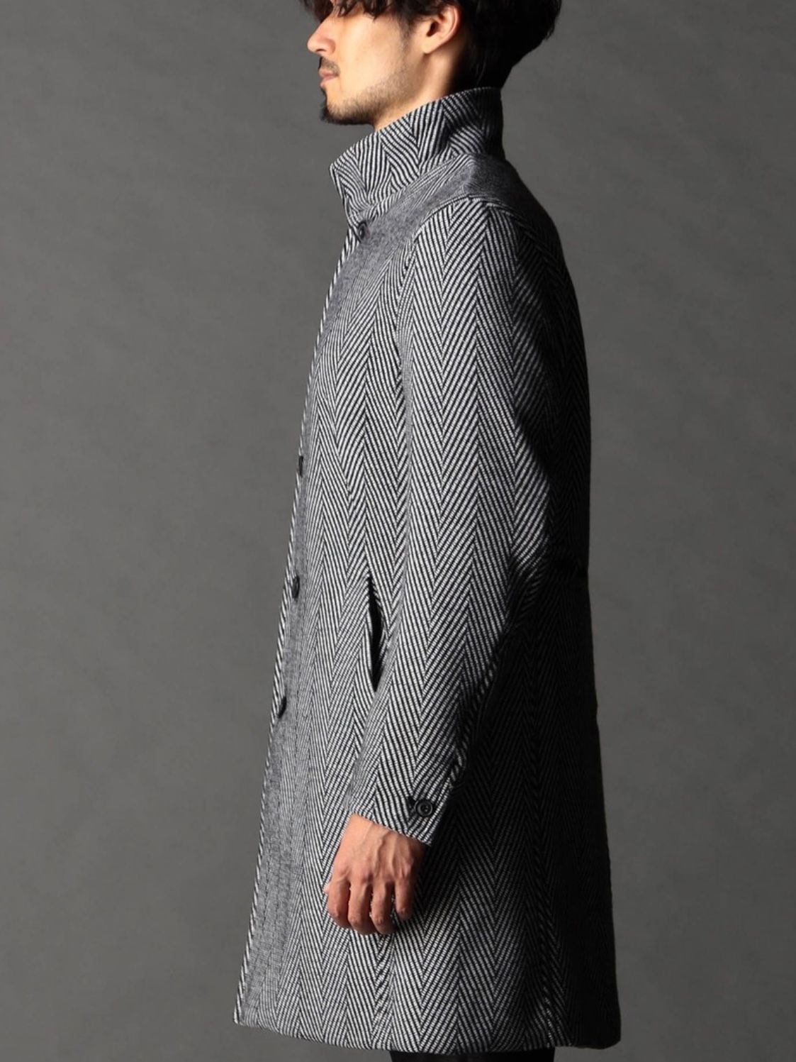 アラカルトハイブリットメルトン スタンドコート ヘリンボーン 【NICOLE CLUB FOR MEN】