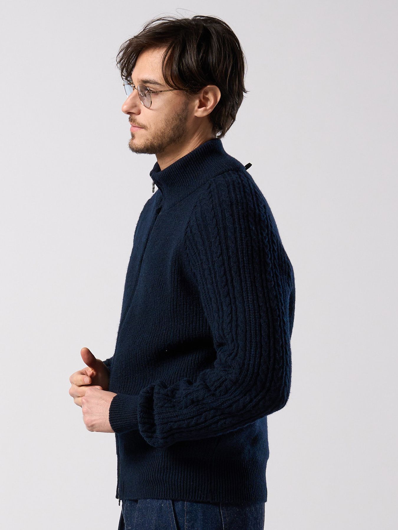 【予約品 4月19日(日) 18時締切】lomond×powder zip-up knit / ジップアップニット / ネイビー