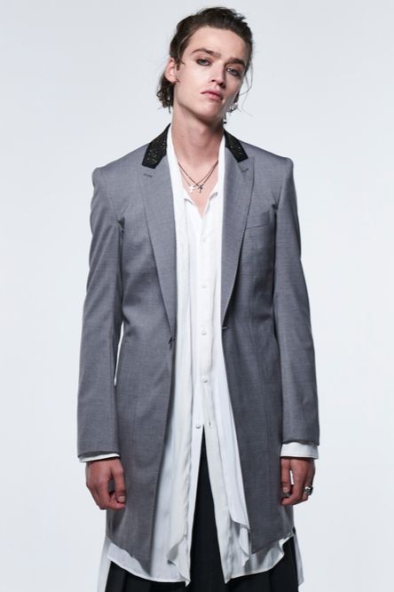 《予約品》 スタッズNailStudsCollarLongJacket / ライトグレー 【kiryuyrik】 2023年3月以降入荷予定
