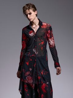 【予約品 1月4日(日) 締切】Flare Shirt / フレアシャツ / ブラックフローラ