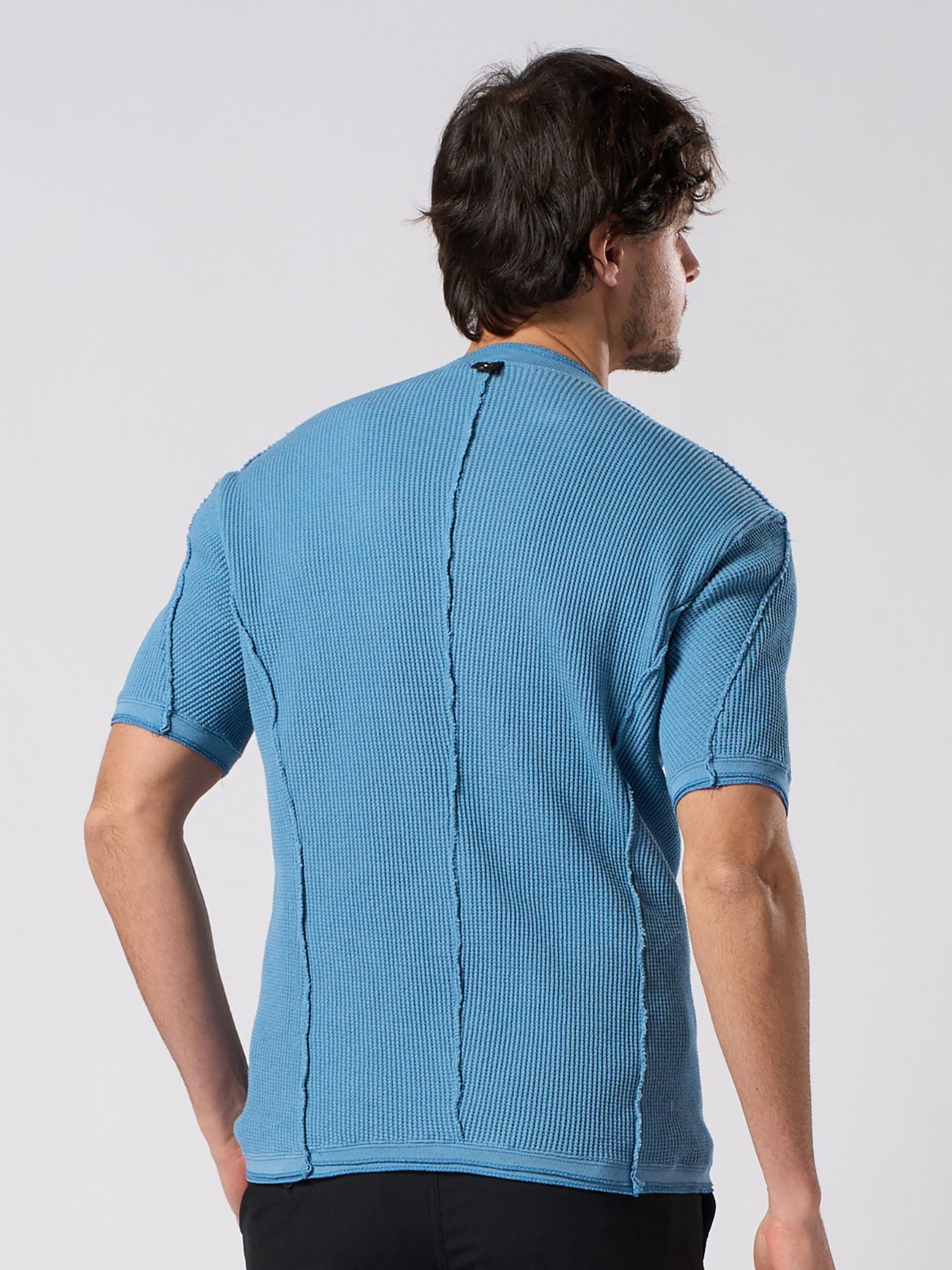 【予約品 1月25日(日) 締切】waffle henley S/S / ワッフルヘンリー ショートスリーブ / ライトブルー