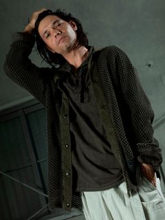 【予約品 11月9日(月) 締切】TRAWLCARDIGAN / ピグメントメッシュカーディガン / カーキ