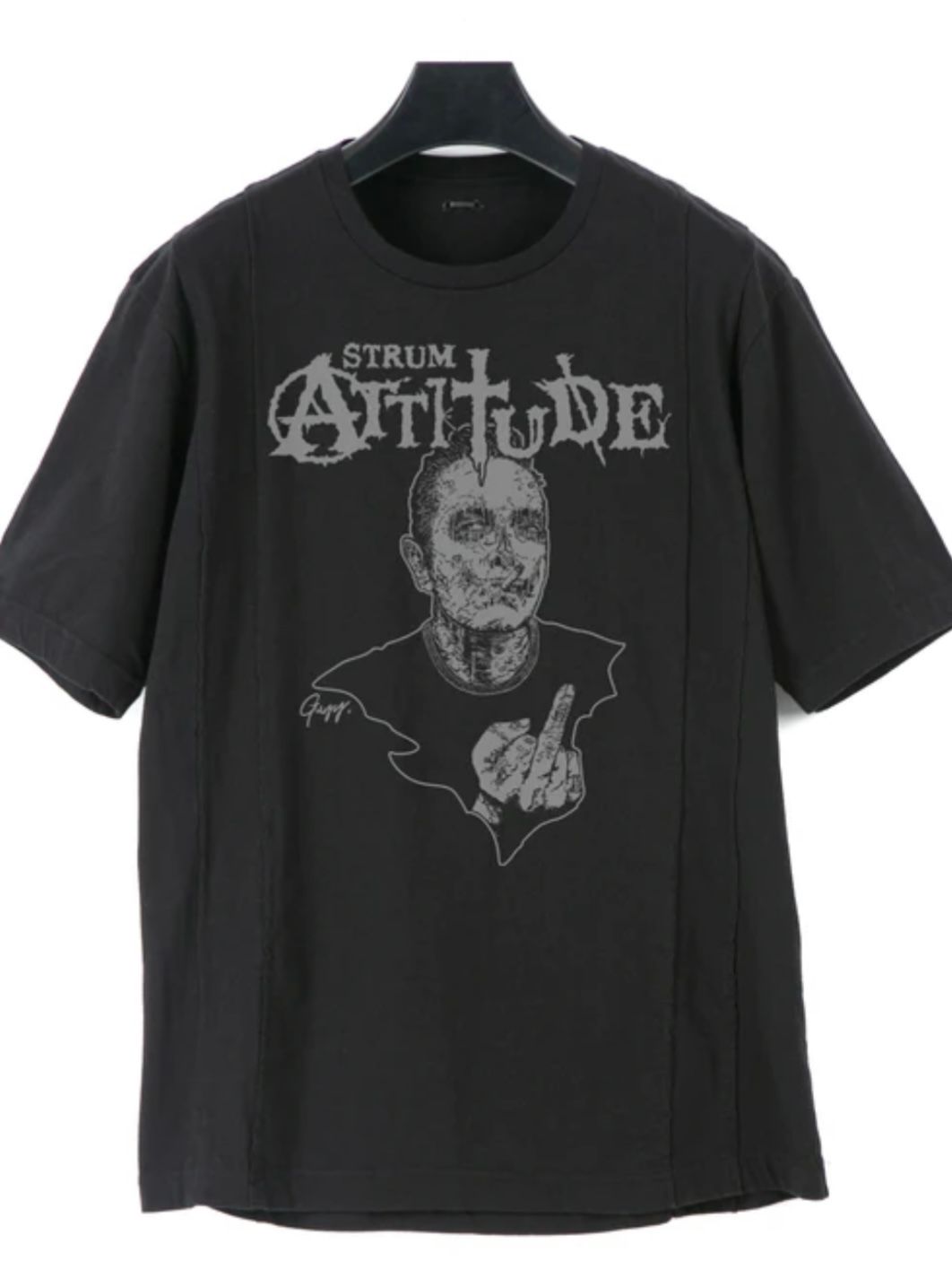 30/- ナチュラルソフト天竺 クルーネック ワイド T シャツ / Crew Neck T-shirt / ブラック 【STRUM】