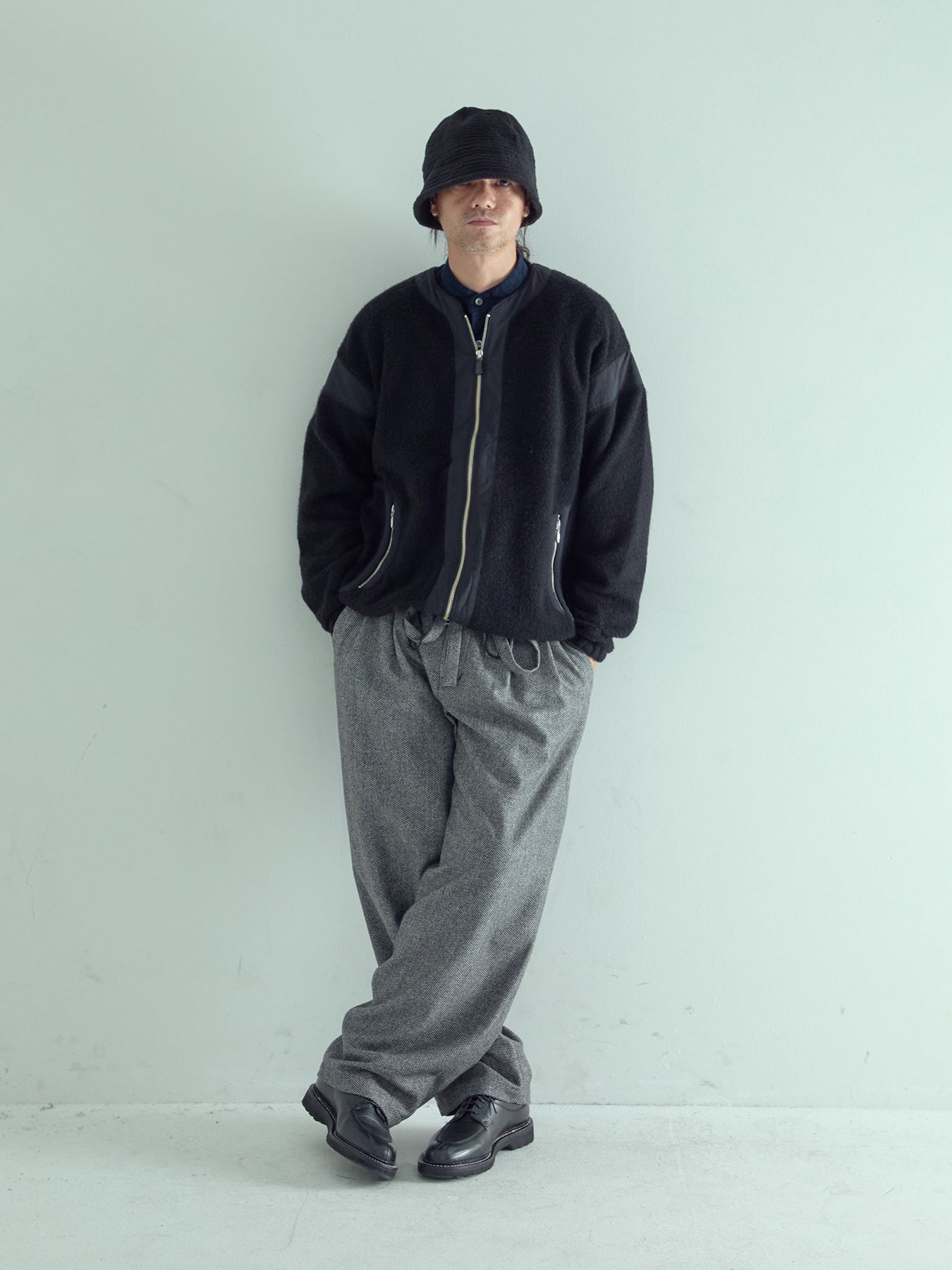 【予約品 】BOALITE / ウール ジップアップ ブルゾン / ブラック
