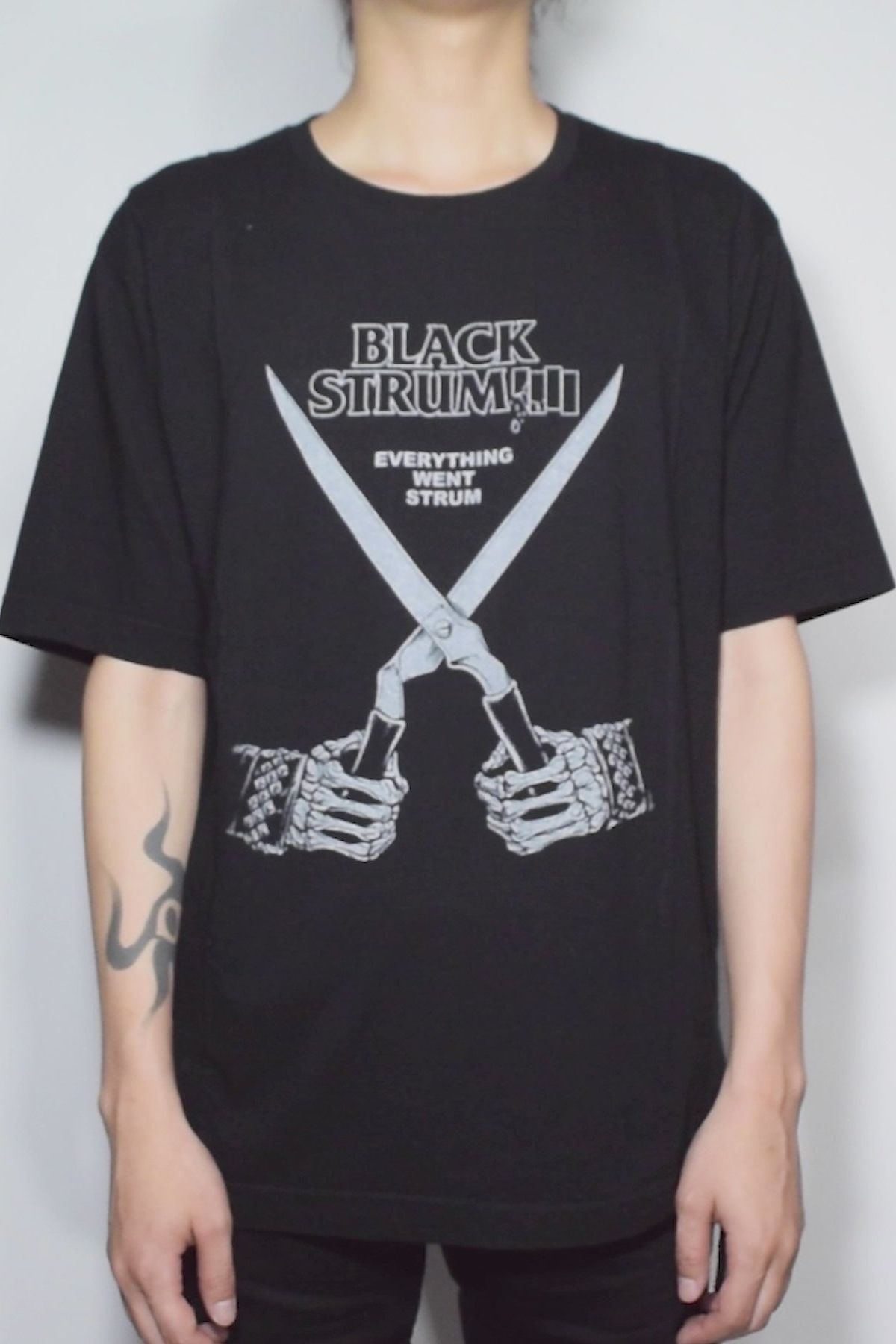 Natural Soft Cotton Oversize BLACK STRUM Crew Neck T-shirt  / ブラック 【STRUM】